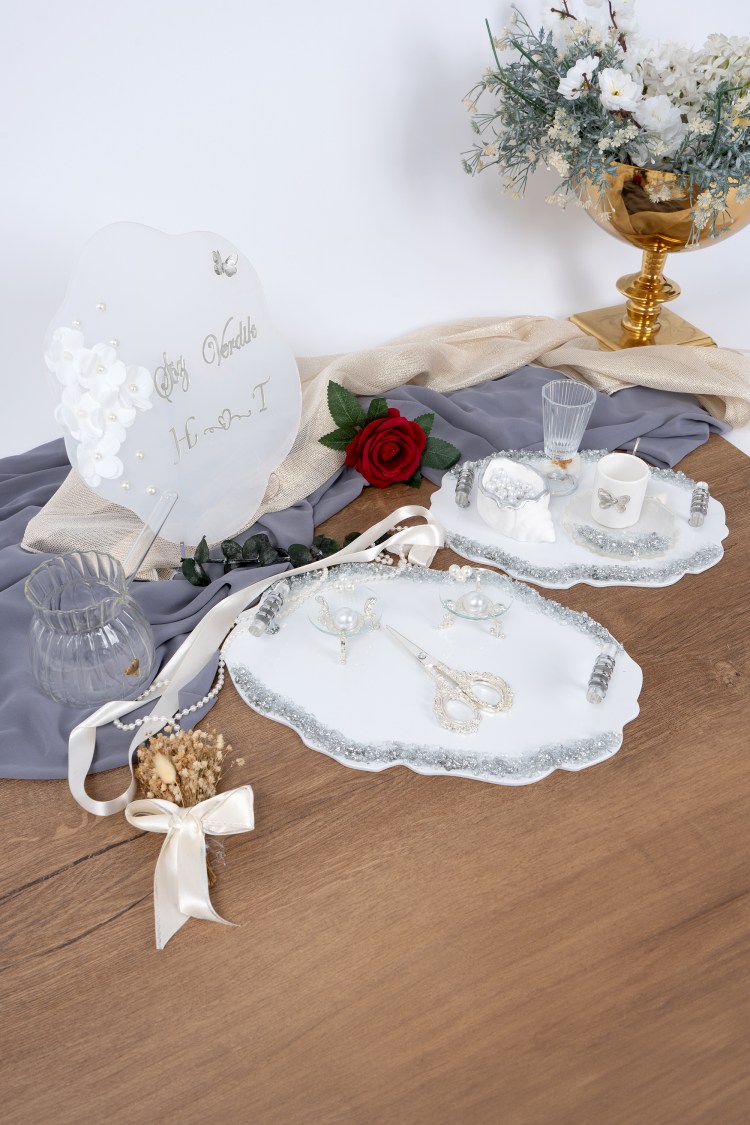 Taşlı Nişan Tepsi Seti - Görsel 2