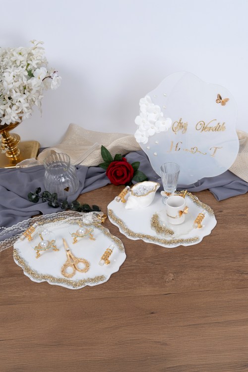 Taşlı Nişan Tepsi Seti